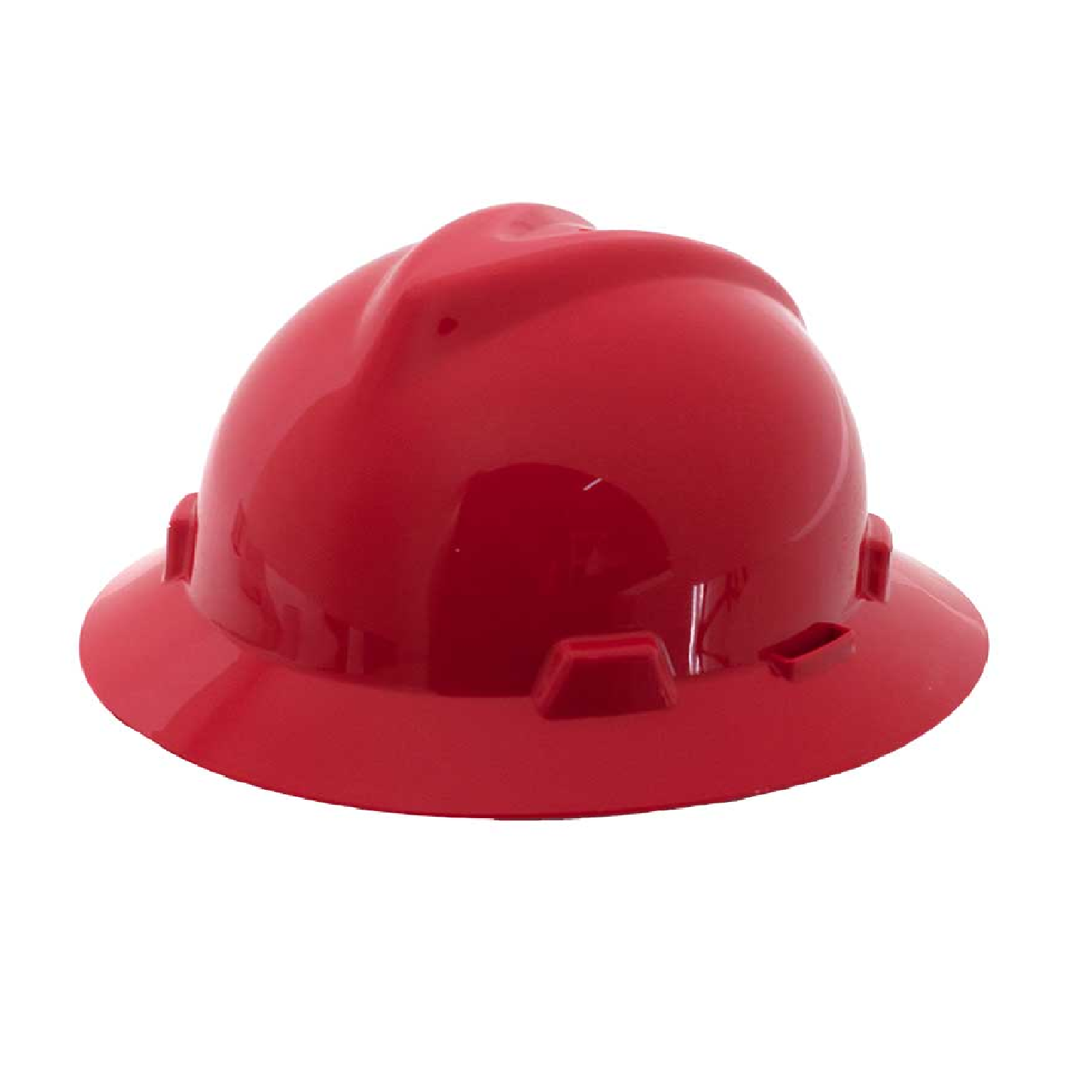 MSA USA Full Brim V-Gard, Red Hard Hat (Fas-Trac Ratchet Suspension)
