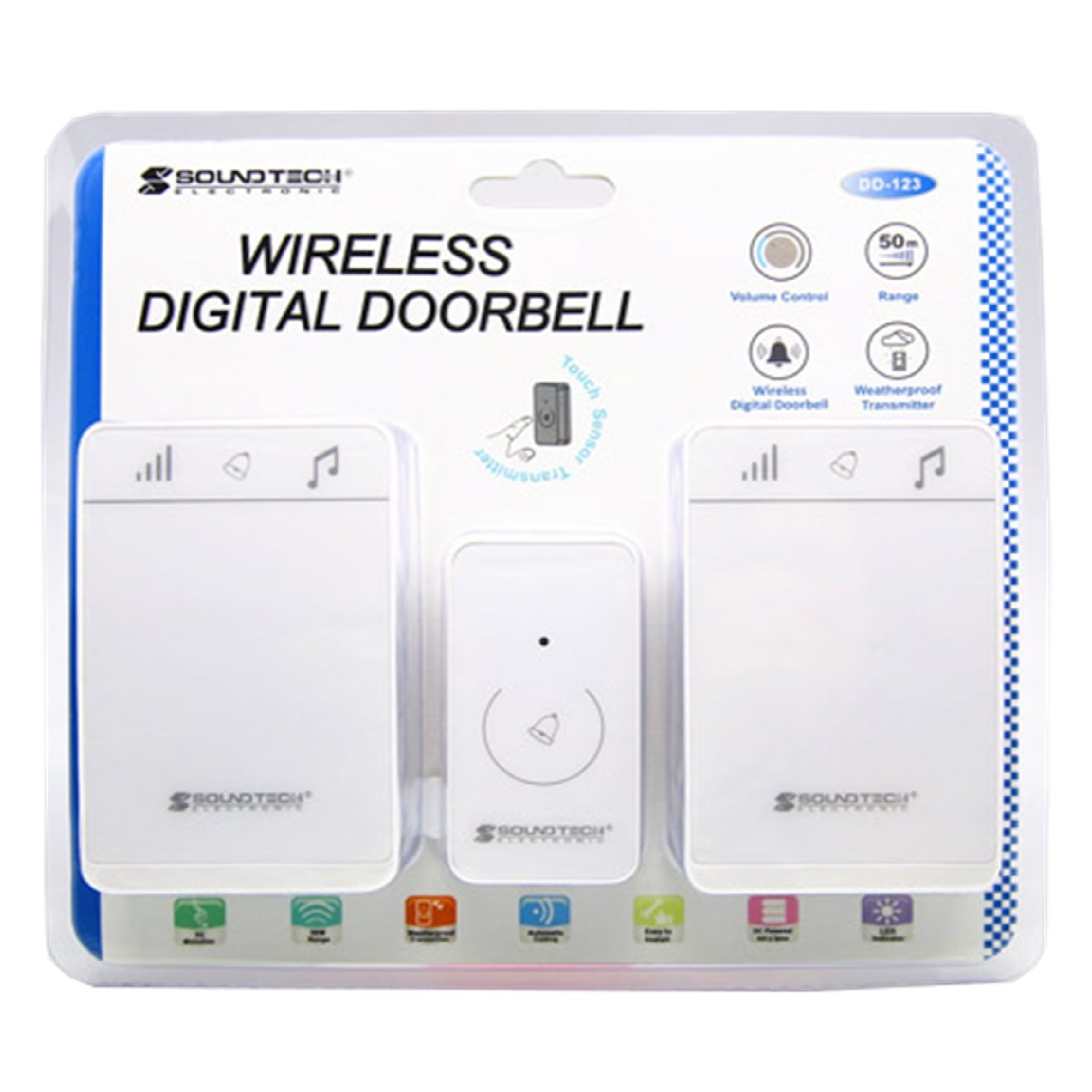 Soundteoh DD-123 Wireless DOUBLE Doorbell BATTERY OPERATED