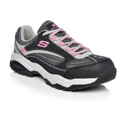 Skechers Women 76601 Biscoe Steel Toe Work Shoes (Grey-Pink)